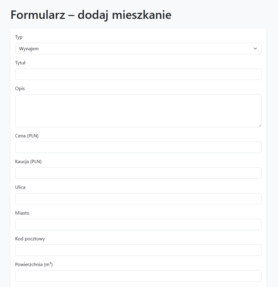 Formularz dodawania ogłoszeń