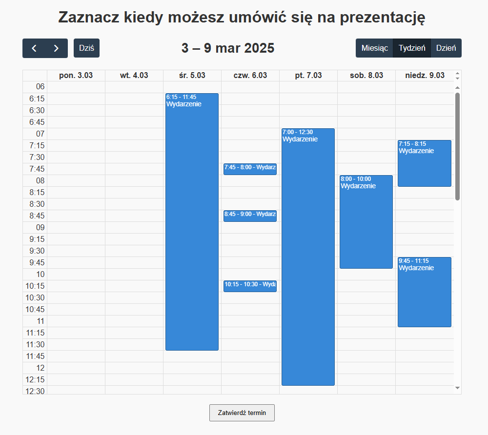 Kalendarz wolnych terminów